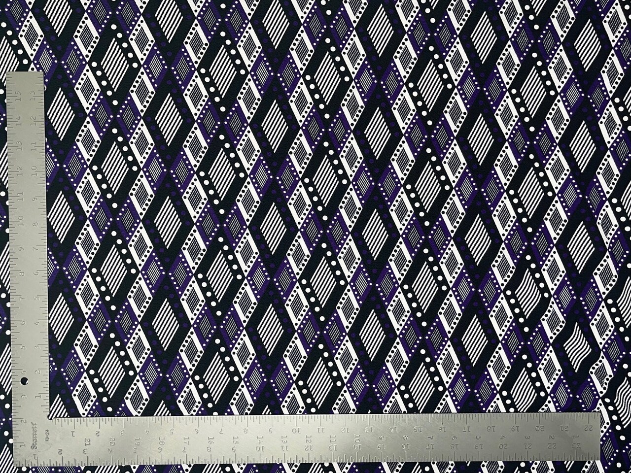 1 Yard Geometric Liverpool Knit Fabric 58"-60" Wide Stretch Crepe for Bold, Tailored Creations